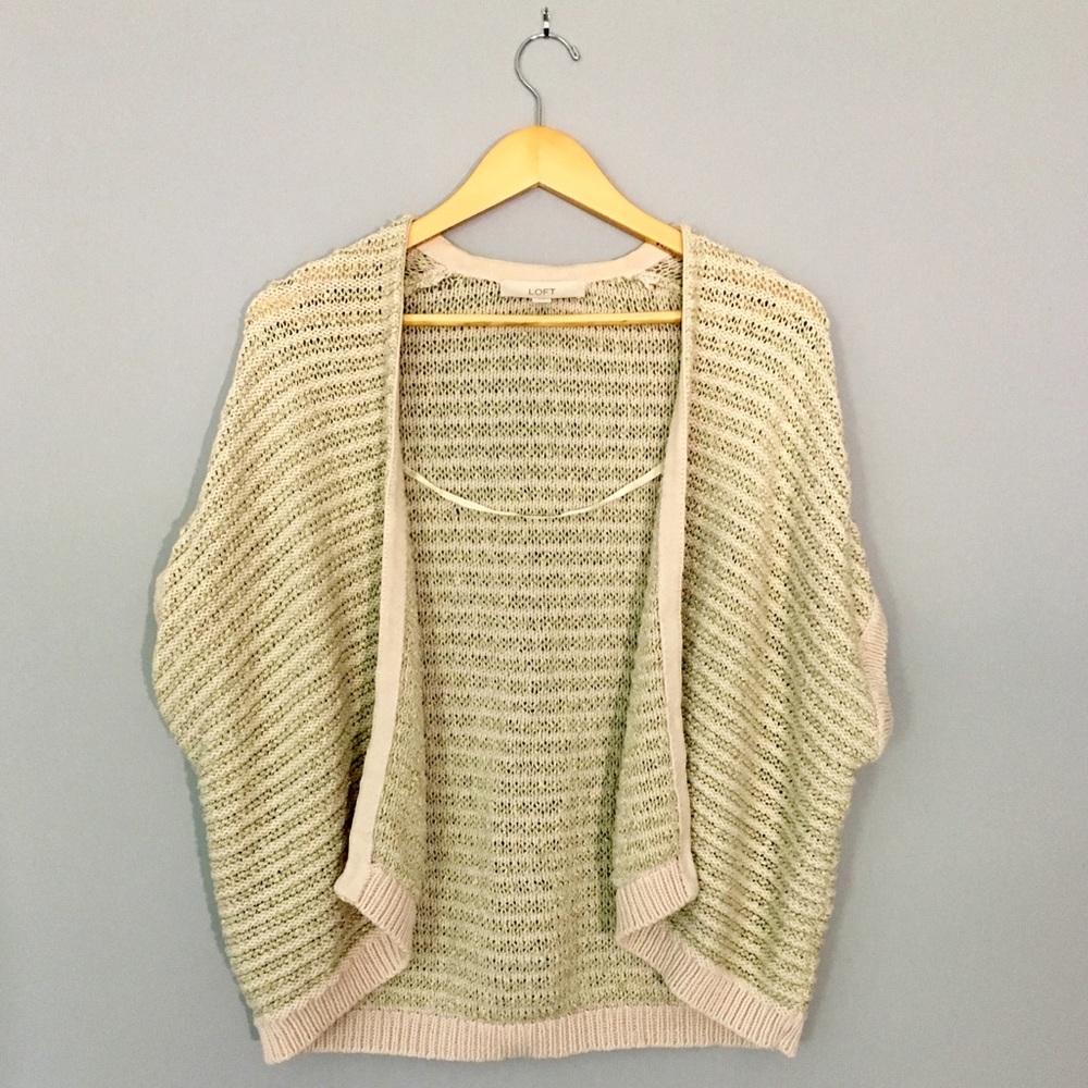 LOFT | Flowy Open Short-Sleeve Poncho Sweater